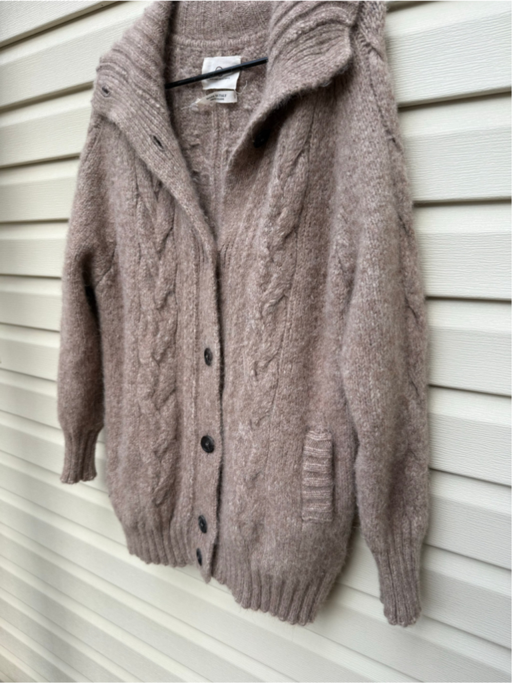 AG Adriano Goldschmied Baby Alpaca Wool Cable Knit Cardigan M/L Italy - Picture 3 of 11